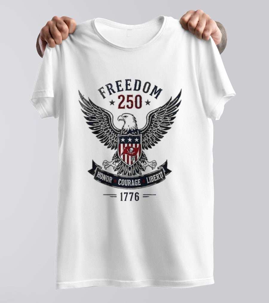 Tampa Bay Buccaneers X Freedom 250 Honor Courage Liberty United We Stand Eagle 1776 T-Shirt