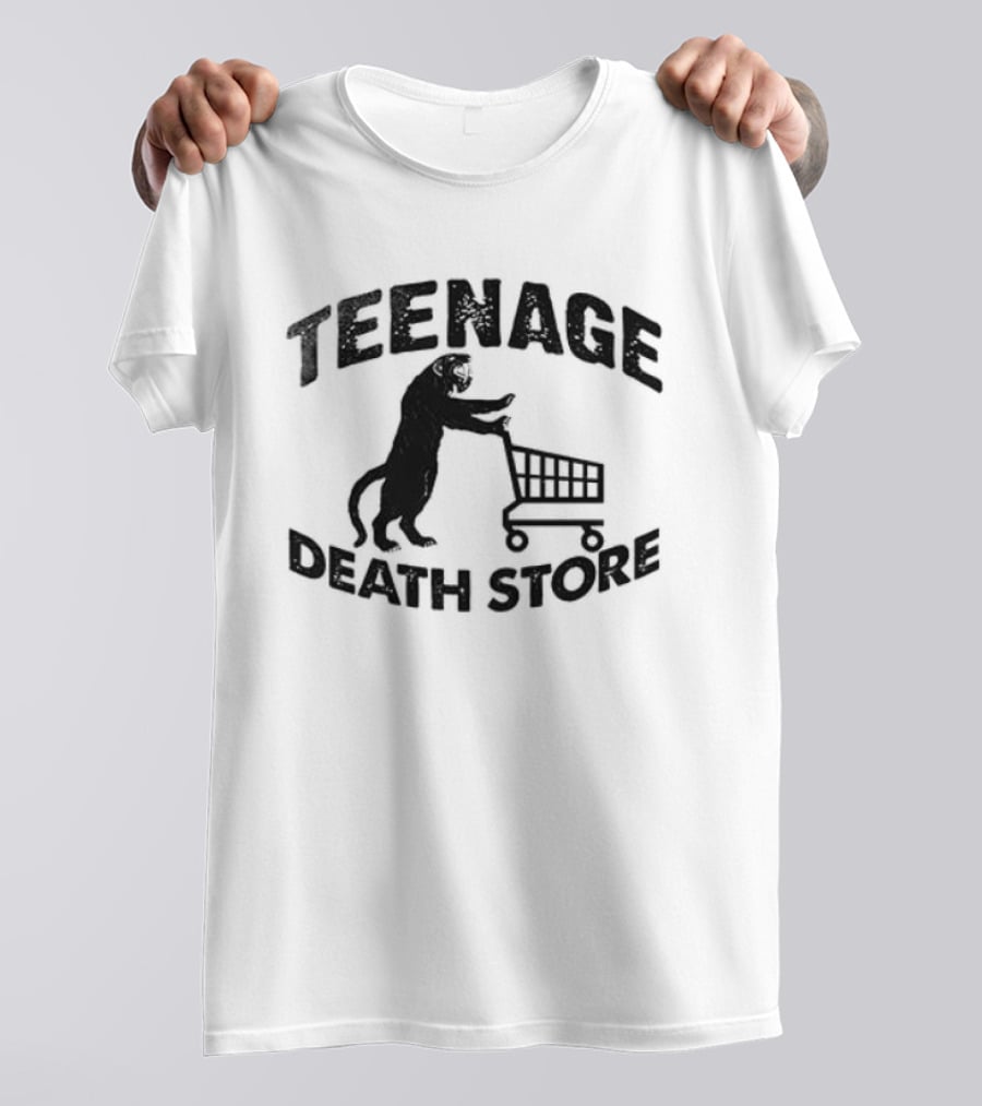 Teenage Death Store Bear Pushing Shopping Cart T-Shirt