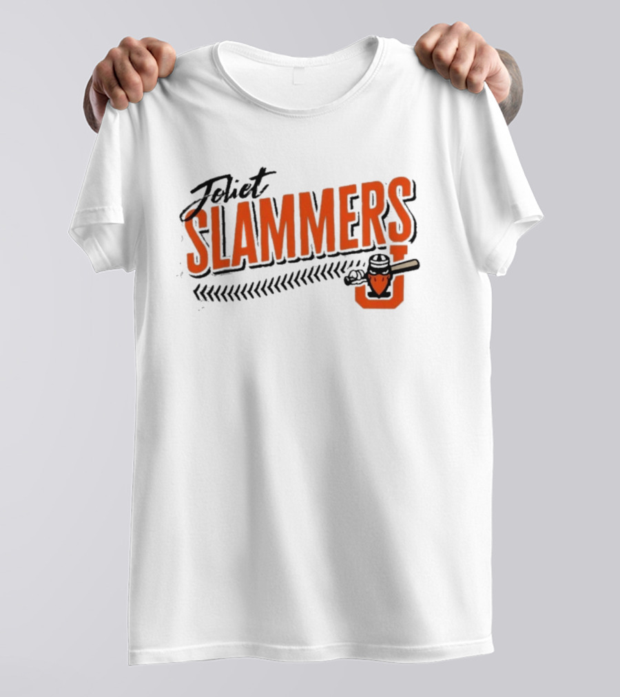 Joliet Slammers Baseball Orange Text With J Batting T-Shirt