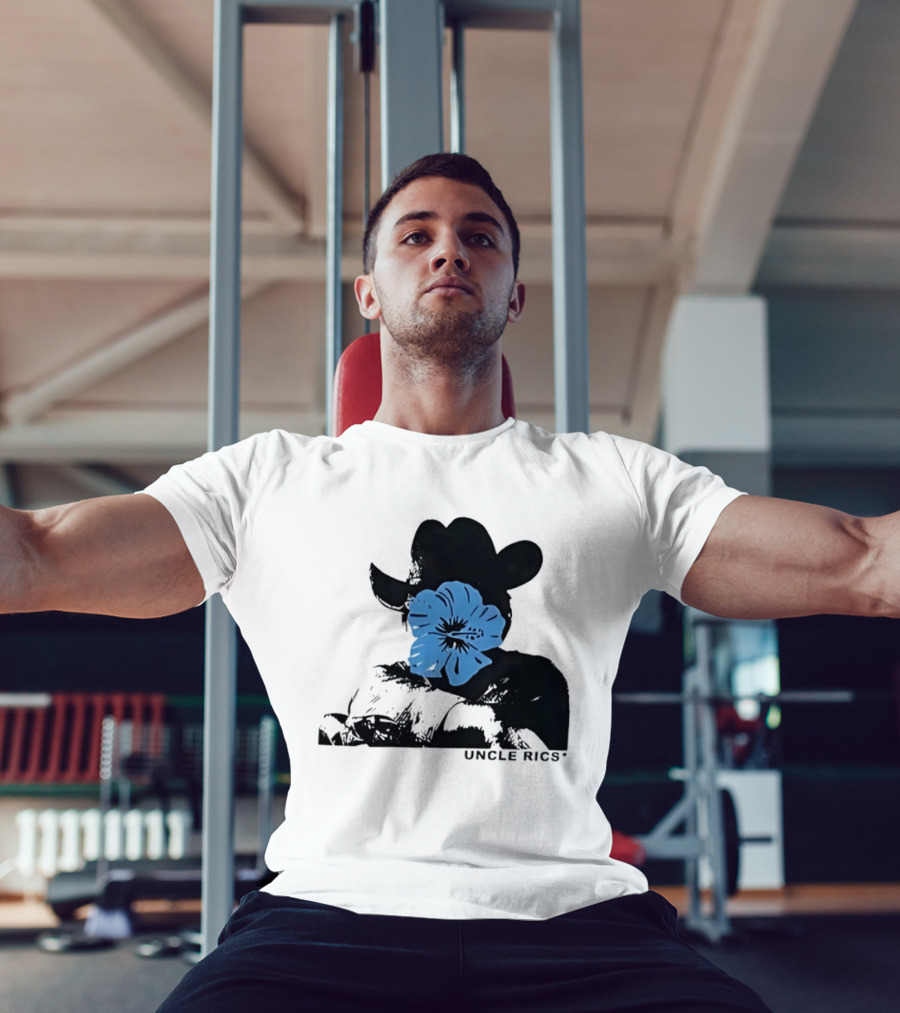 Andy Warhol Uncle Rics Blue Flower Cowboy Hat T-Shirt