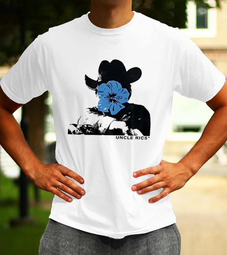 Andy Warhol Uncle Rics Blue Flower Cowboy Hat T-Shirt