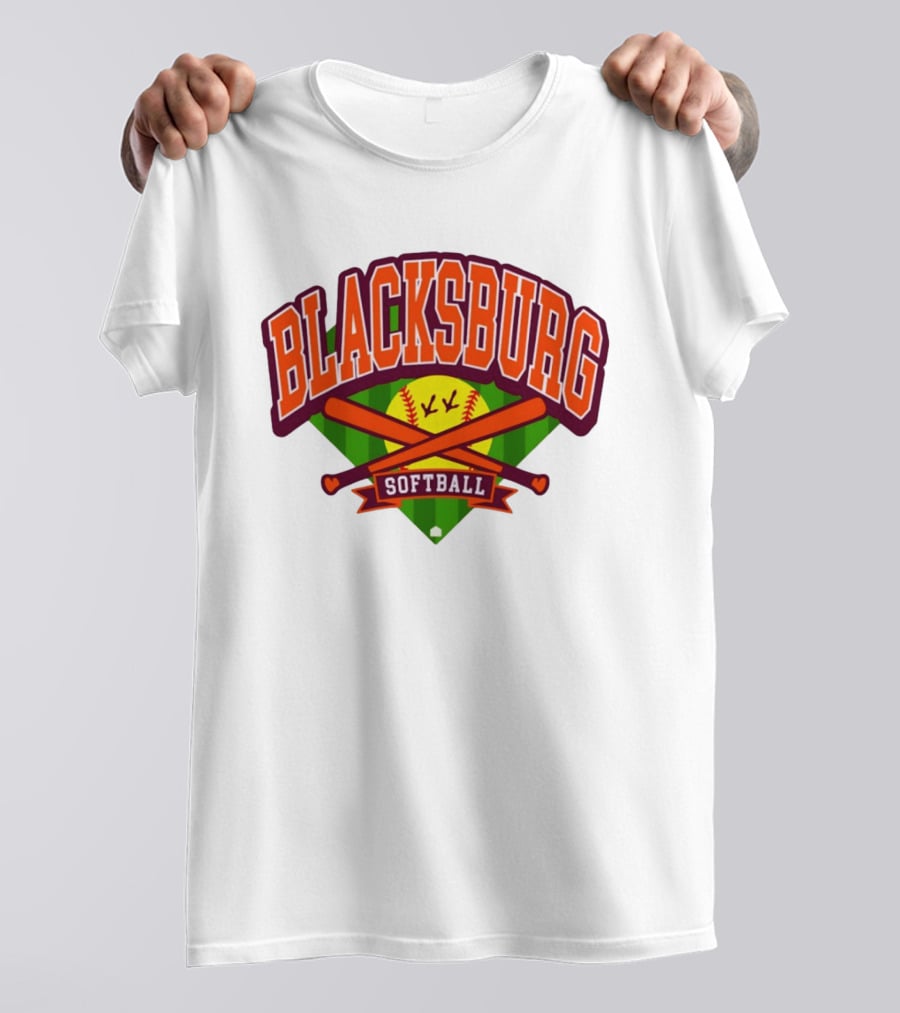 Blacksburg Softball Team Virginia Club Baseball Bat Crossed T-Shirt