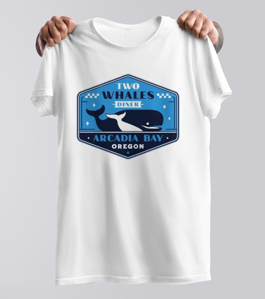 Two Whales Diner Arcadia Bay Oregon Crest T-Shirt
