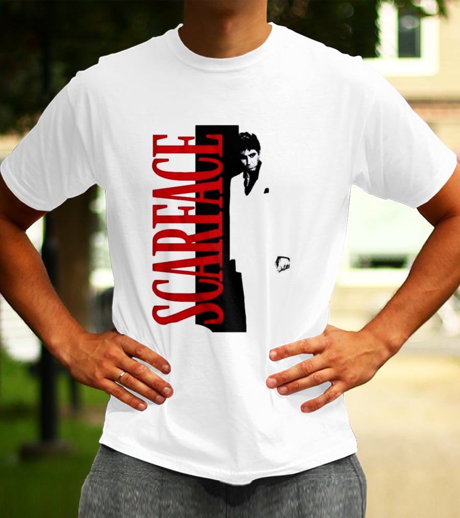 Tony Montana Scarface Movie Iconic Red Black T-Shirt