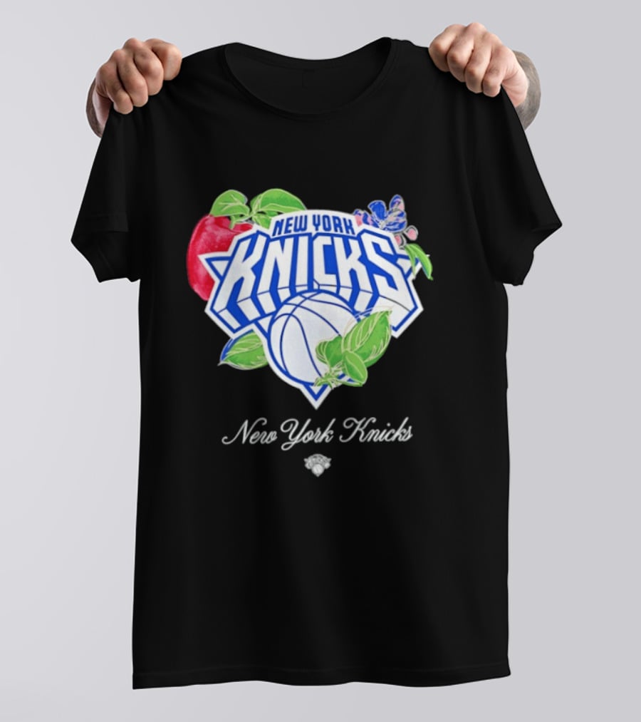 New York Knicks Lifestyle Capsule Floral Fruit Apple Basketball T-Shirt