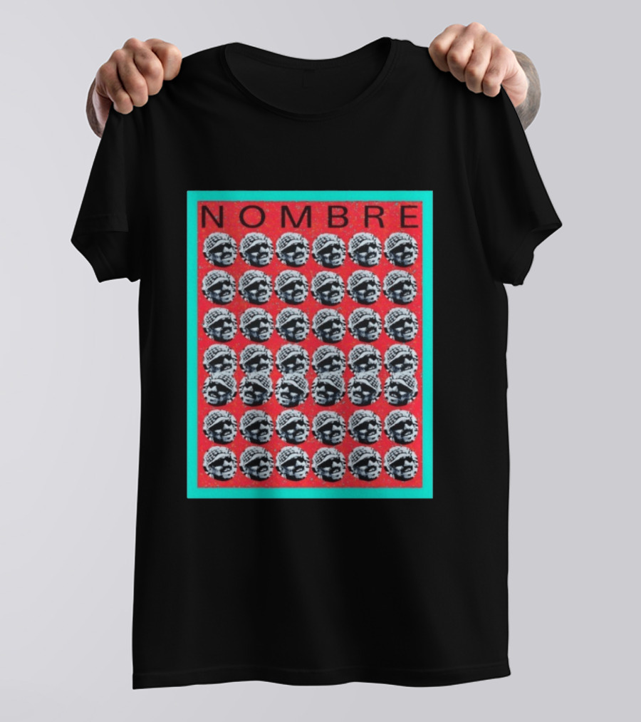 NOMBRE Repeating Pattern Red Teal T-Shirt