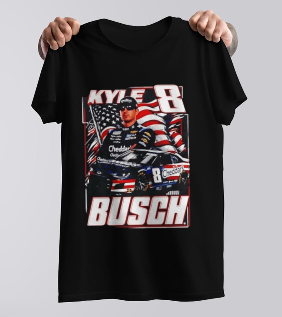 Kyle Busch 8 Cheddar's Racing With American Flag T-Shirt
