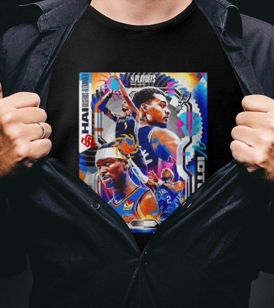 NBA Playoffs Shai Gilgeous Alexander OKC Thunder Victor Wembanyama Spurs Matchup T-Shirt
