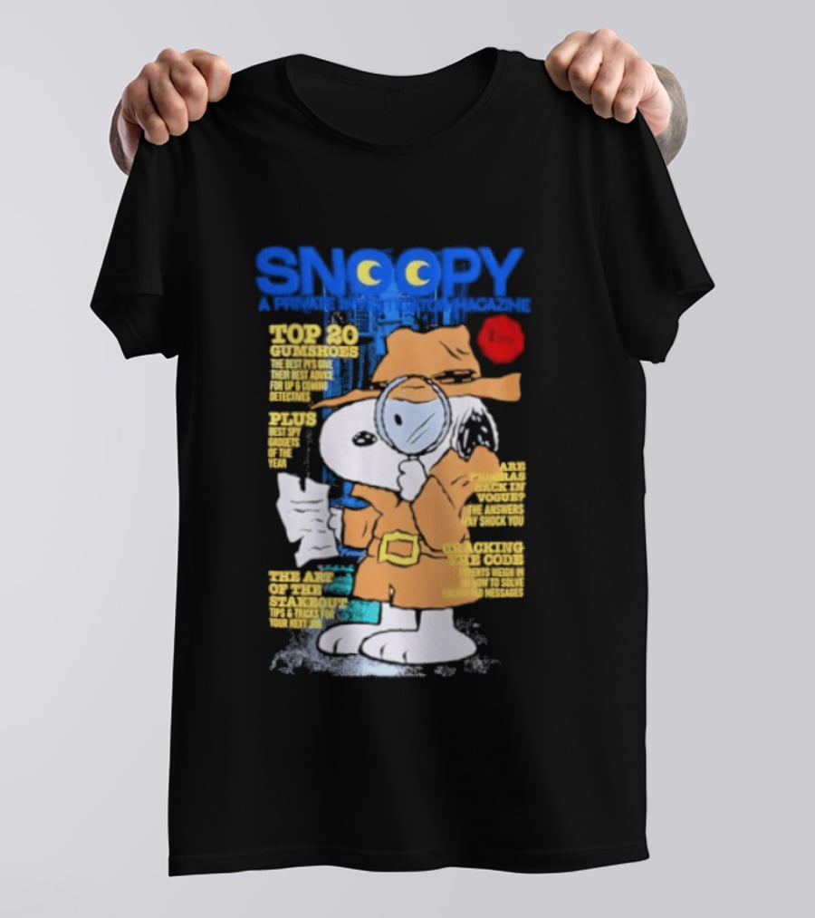 Snoopy Top 20 Clues Uncover Mystery Solved Peanuts Detective Investigator T-Shirt