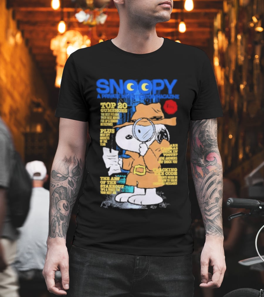 Snoopy Top 20 Clues Uncover Mystery Solved Peanuts Detective Investigator T-Shirt