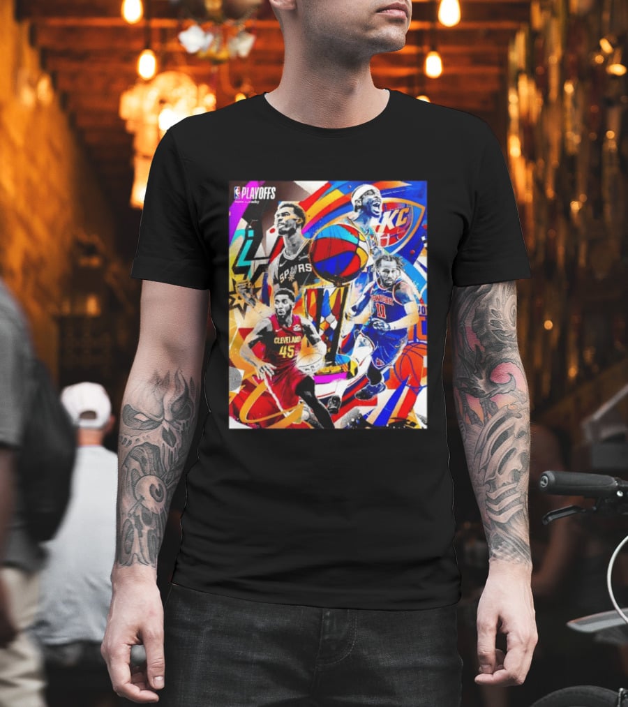 NBA Playoffs Spurs Thunder Cavaliers Knicks Star Players Wemby Alexander Brunson Mitchell T-Shirt