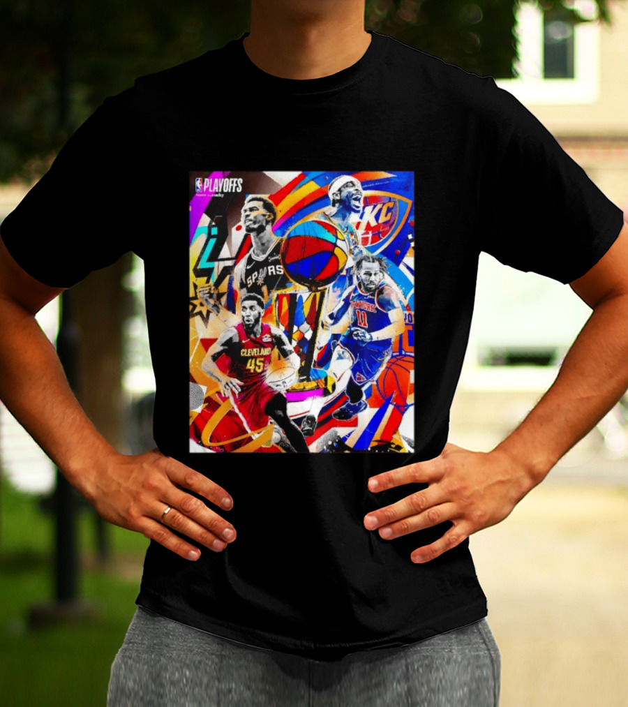 NBA Playoffs Spurs Thunder Cavaliers Knicks Star Players Wemby Alexander Brunson Mitchell T-Shirt