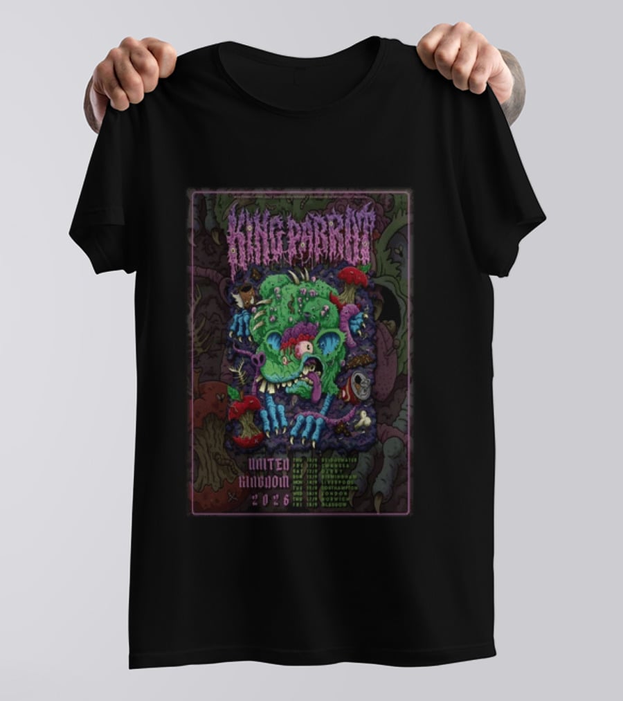 King Parrot UK Tour 2026 Zombie Monster Artwork United Kingdom Concert Dates T-Shirt