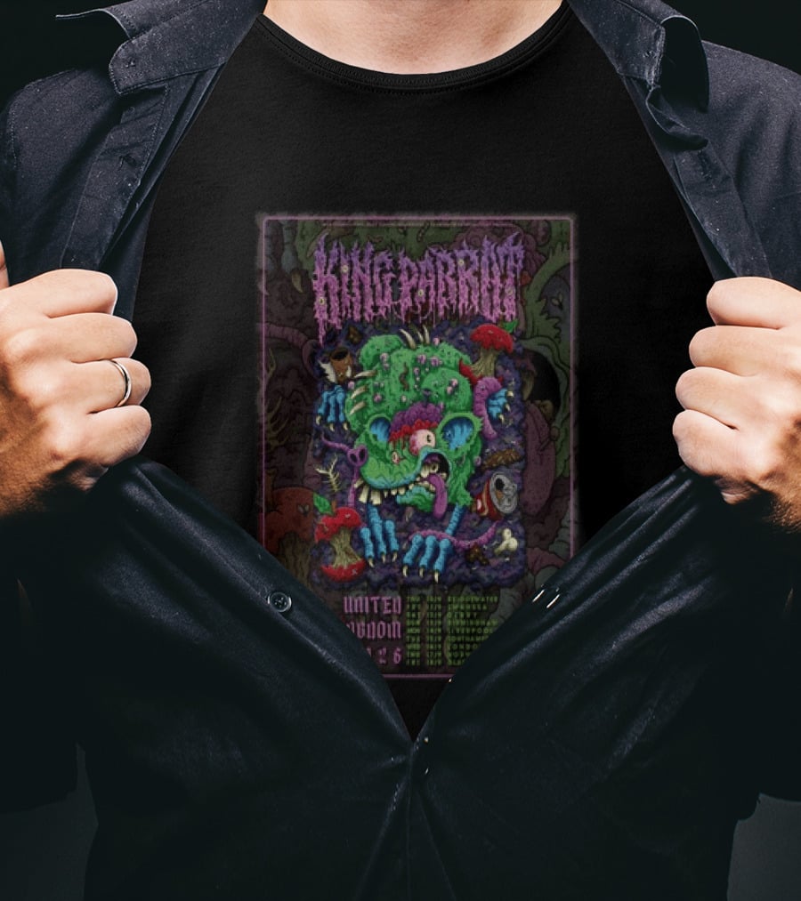 King Parrot UK Tour 2026 Zombie Monster Artwork United Kingdom Concert Dates T-Shirt