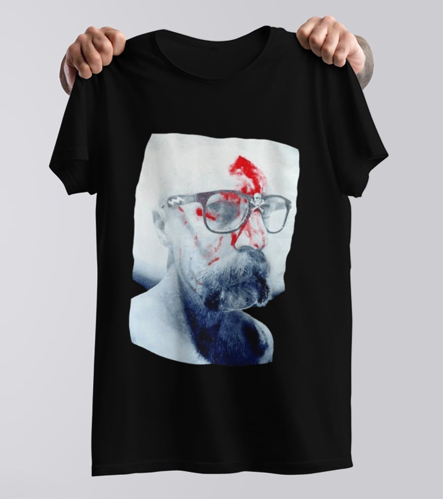Bald Man With Bloody Beard And Skull Glasses T-Shirt