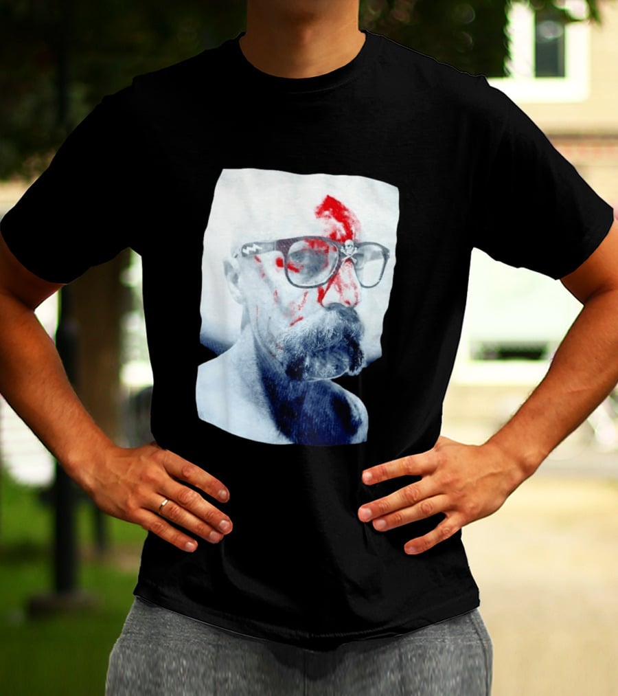 Bald Man With Bloody Beard And Skull Glasses T-Shirt