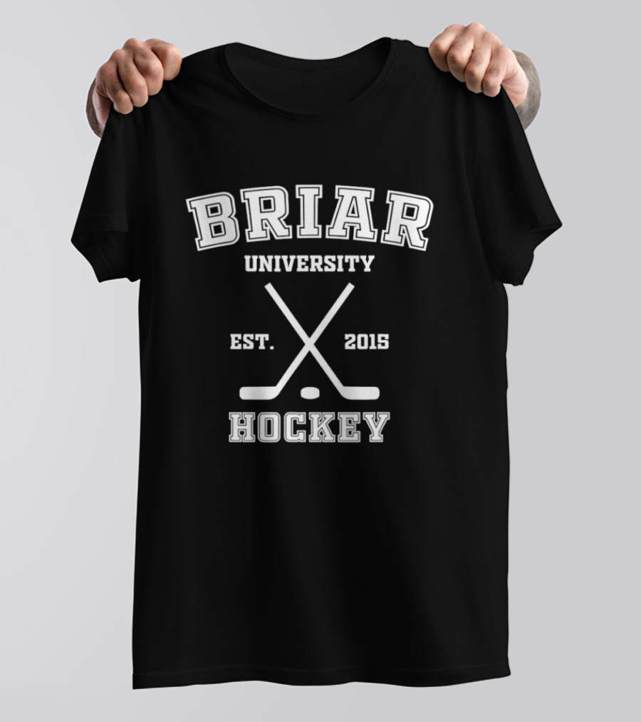 Briar University Hockey Est 2015 Crossed Sticks Sports Team T-Shirt