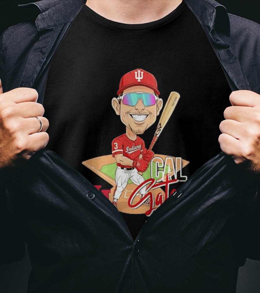 Cal Gates Indiana Hoosiers Baseball Caricature With Indiana University T-Shirt