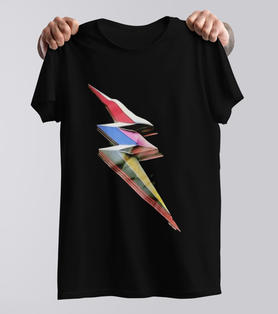 Geometric Prismatic Multicolor Lightning Bolt T-Shirt