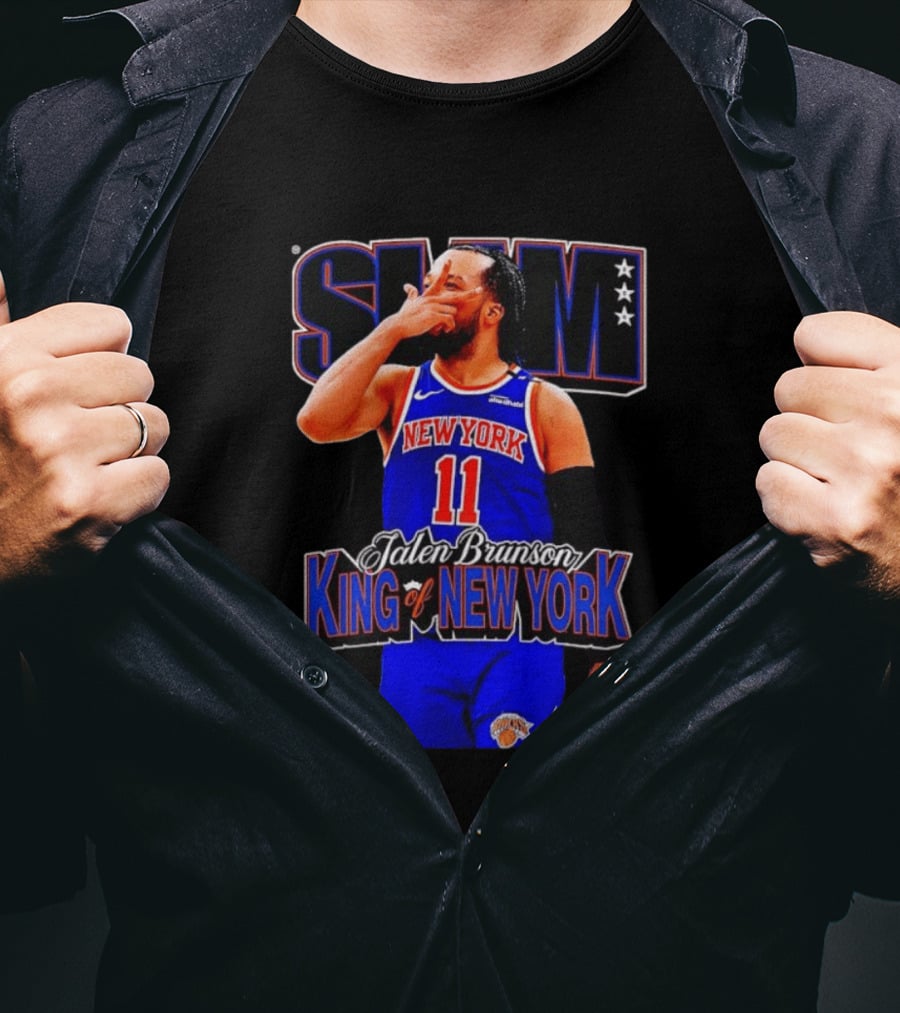 Jalen Brunson King Of New York Knicks NBA SLAM T-Shirt
