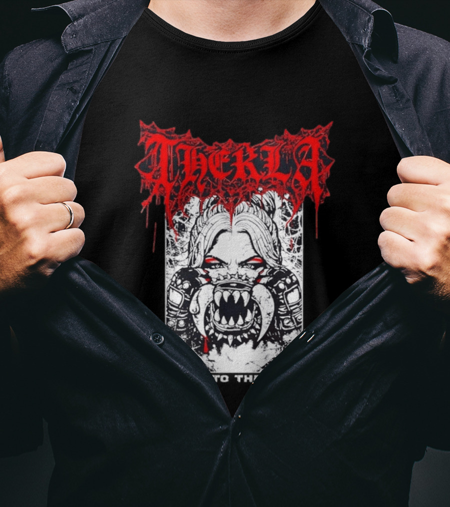 Therkla Toxic To The Core Female Demon Mouth Red Eyes Dripping Blood T-Shirt