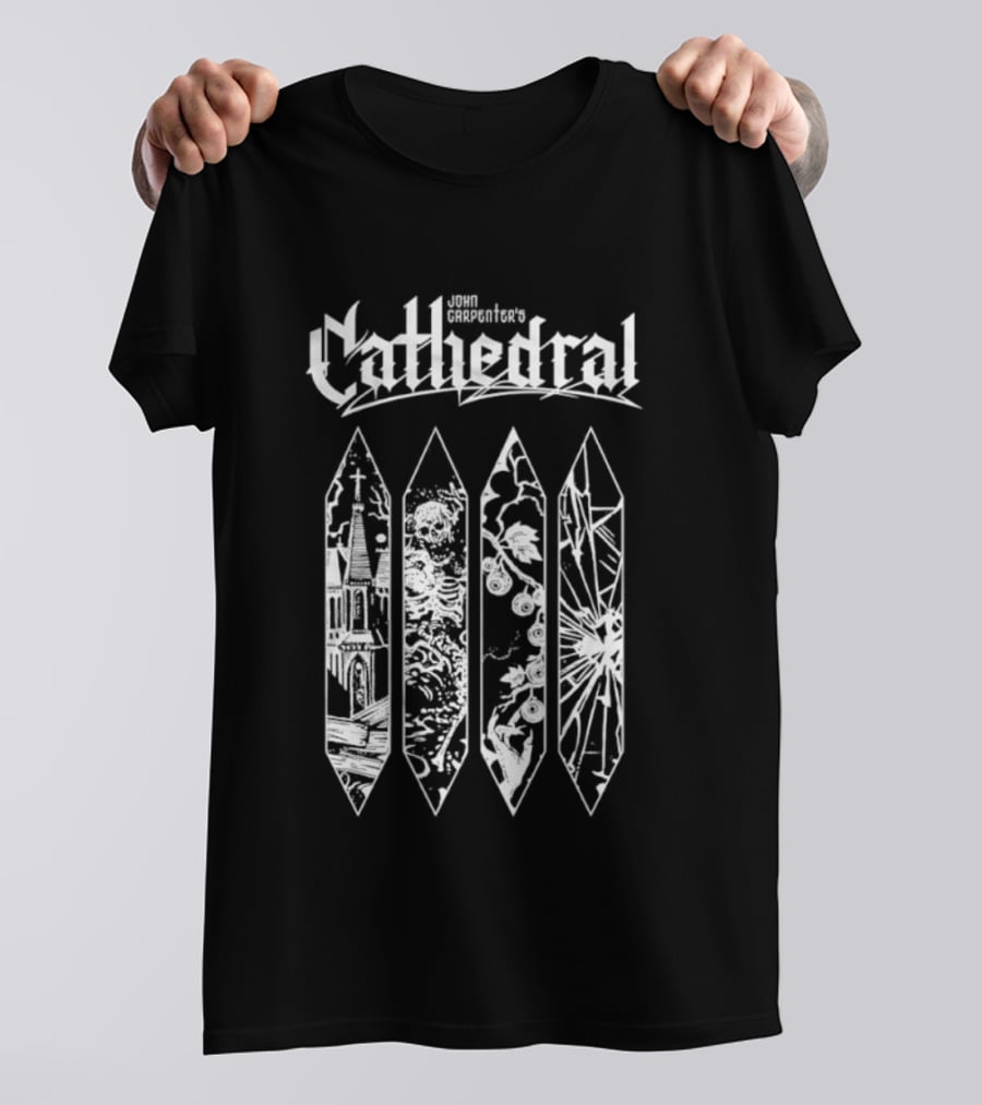 John Carpenter Cathedral Gothic Horror Church Windows Stained Glass T-Shirt