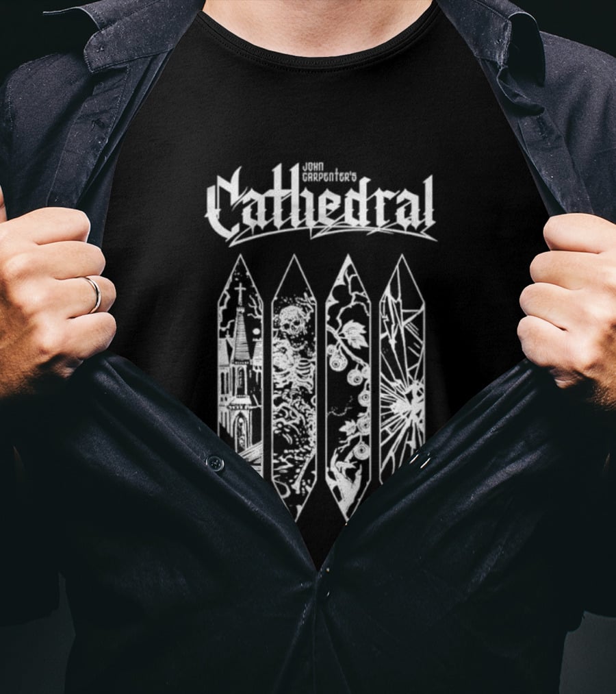 John Carpenter Cathedral Gothic Horror Church Windows Stained Glass T-Shirt