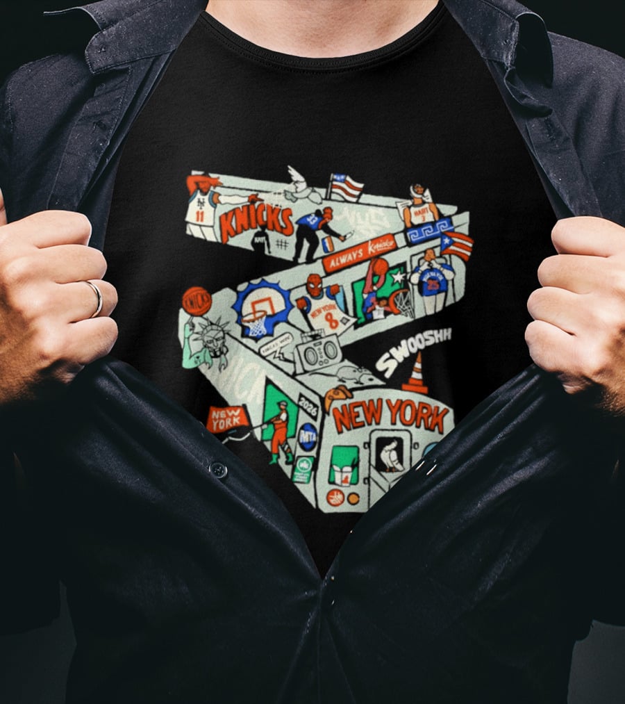 New York Knicks Subway Car Always Slamdunk Basketball City T-Shirt