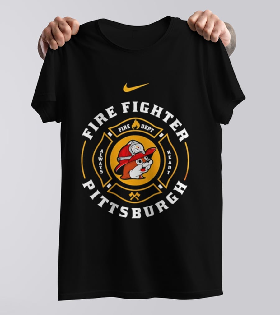 Pittsburgh Firefighter Maltese Cross Buc Ee's Nike Steelers T-Shirt
