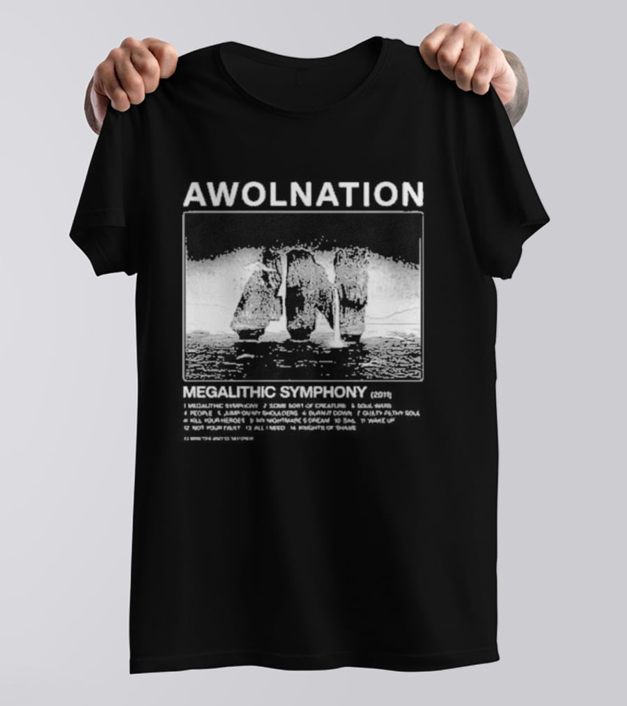 AWOLNATION Megalithic Symphony 15th Anniversary Stone Monoliths Celebration T-Shirt