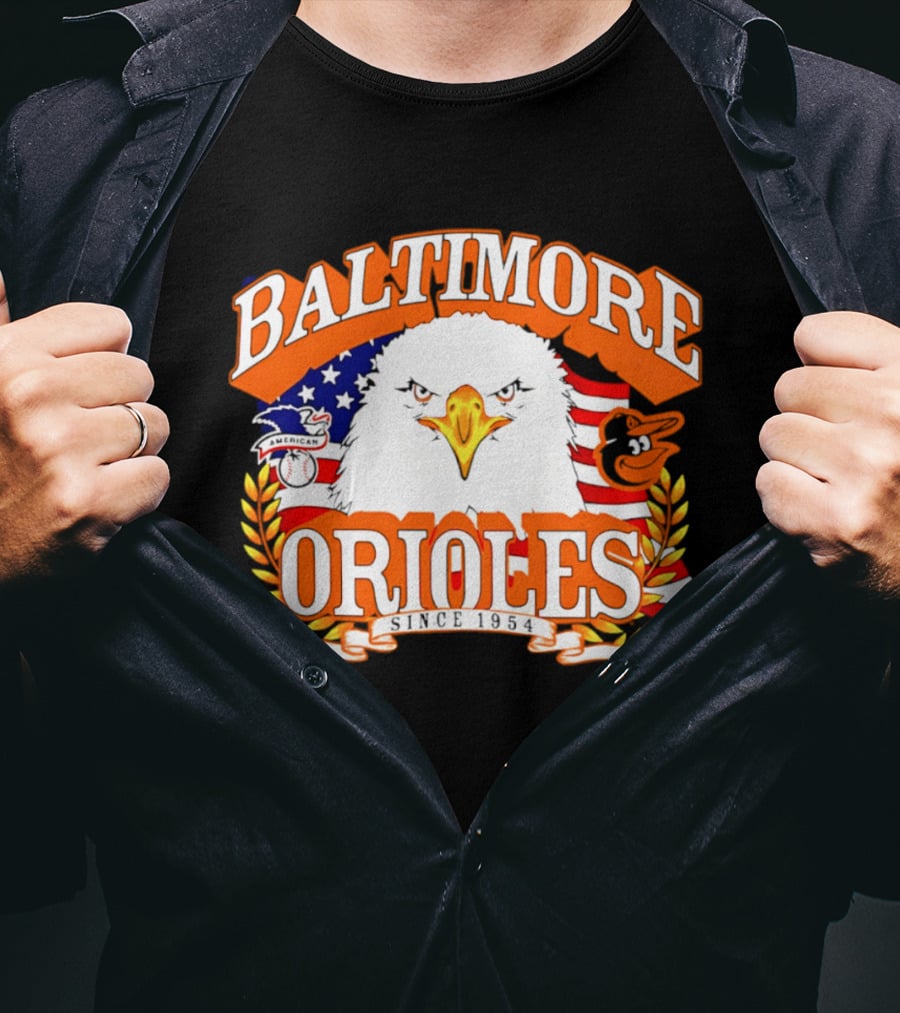 Baltimore Orioles Americana Eagle Logo With USA Flag Celebrating America's 250th Anniversary T-Shirt