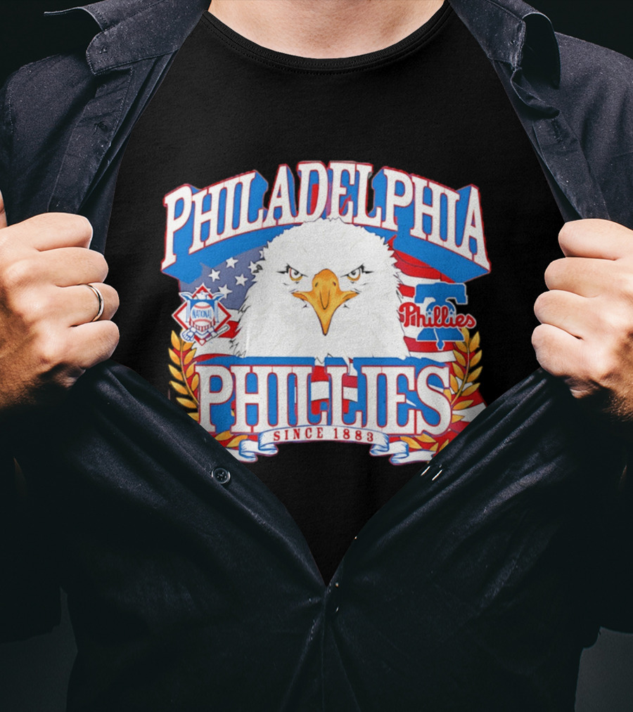 Philadelphia Phillies Eagle Americana Since 1883 National League Flag T-Shirt