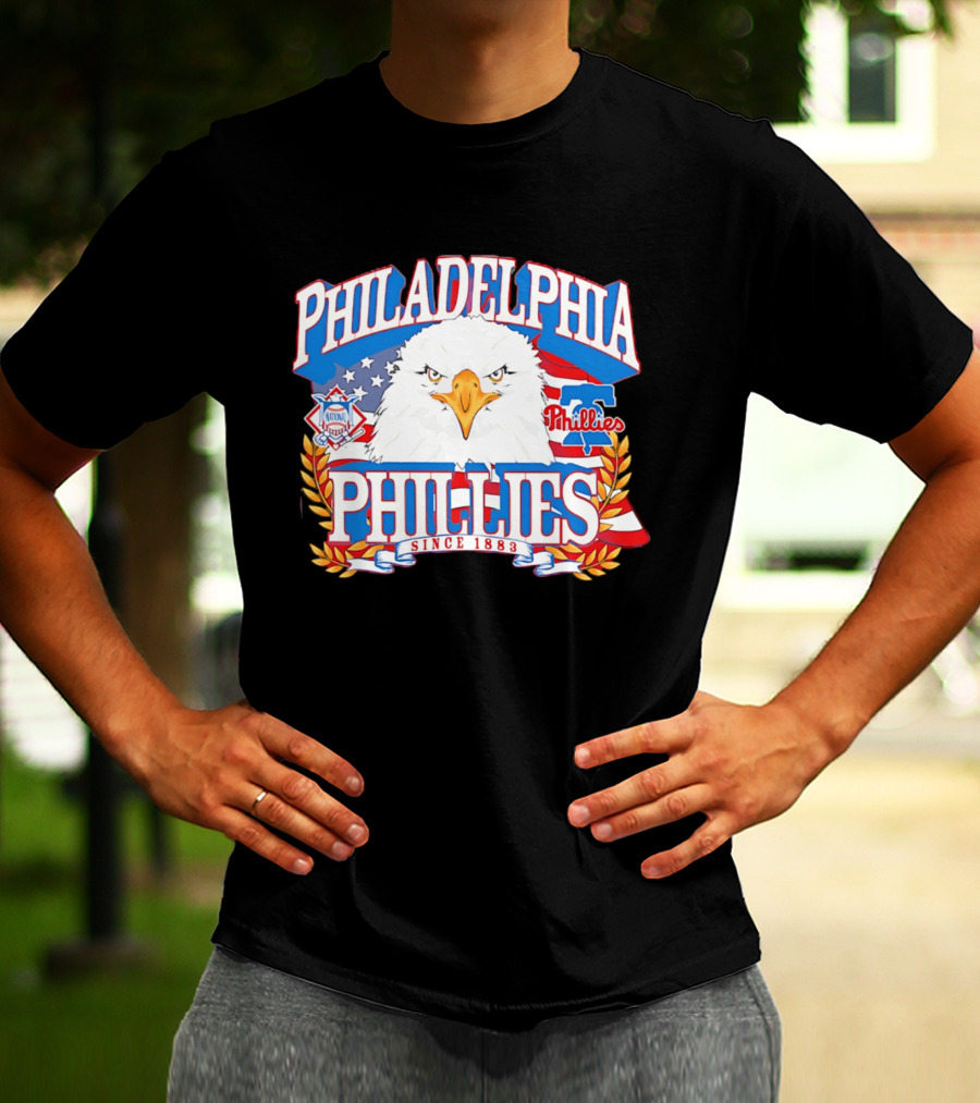 Philadelphia Phillies Eagle Americana Since 1883 National League Flag T-Shirt