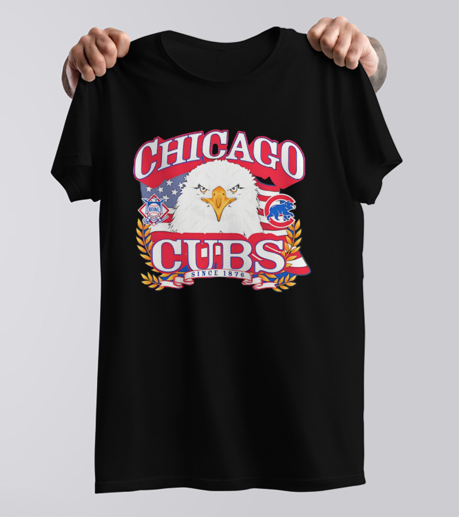 Chicago Cubs Americana Eagle Since 1876 National League Baseball Stars And Stripes 250th Celebration T-Shirt