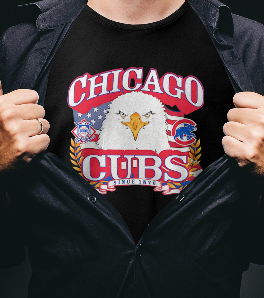 Chicago Cubs Americana Eagle Since 1876 National League Baseball Stars And Stripes 250th Celebration T-Shirt