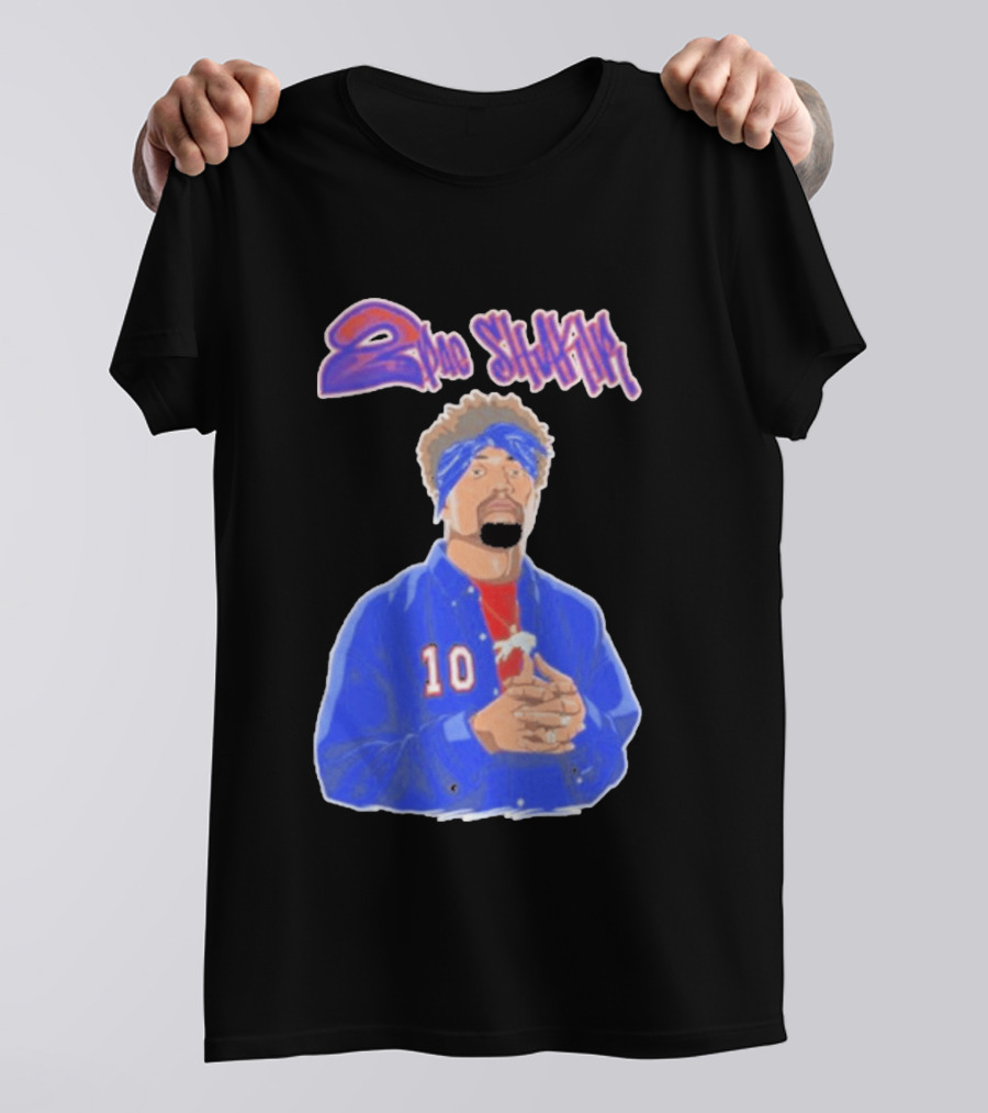 2Pac Shakir Sports Roundtable 10 Blue Bandana T-Shirt