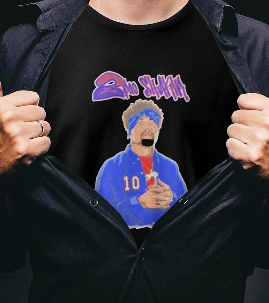 2Pac Shakir Sports Roundtable 10 Blue Bandana T-Shirt