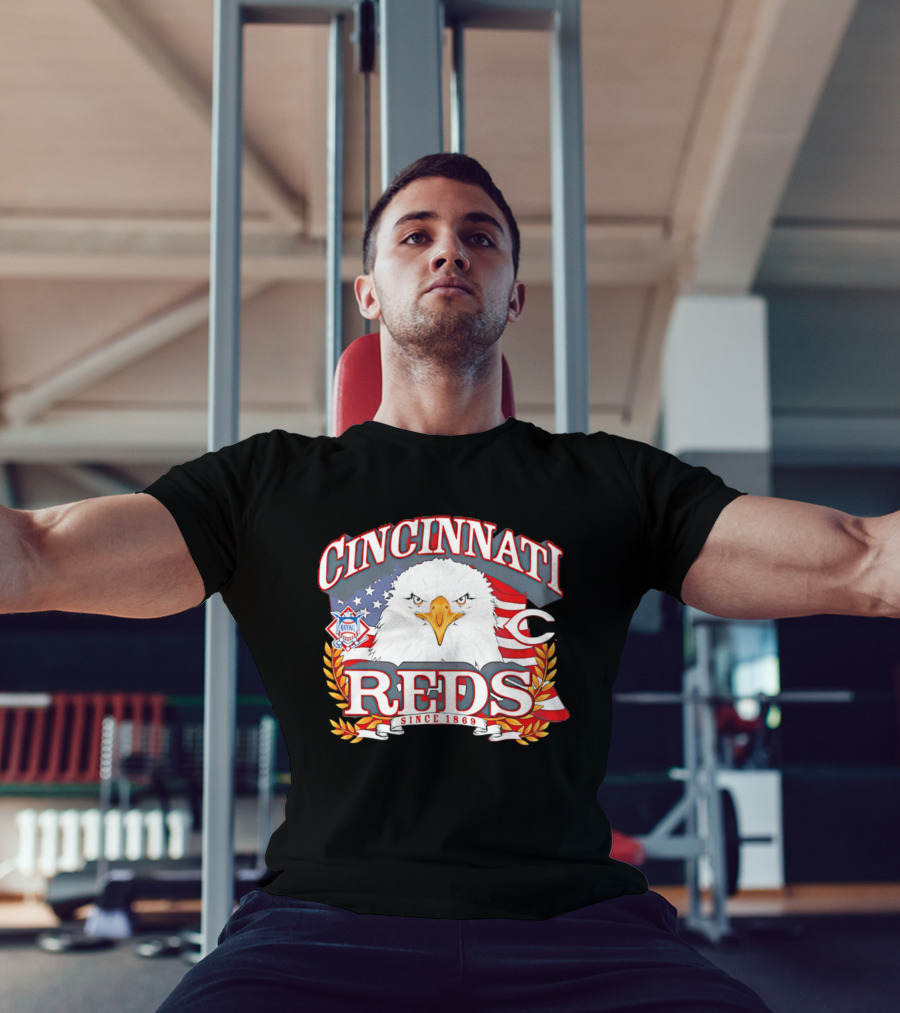 Cincinnati Reds National League Eagle American Flag Since 1869 T-Shirt