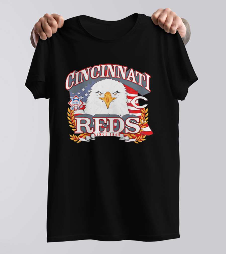 Cincinnati Reds National League Eagle American Flag Since 1869 T-Shirt