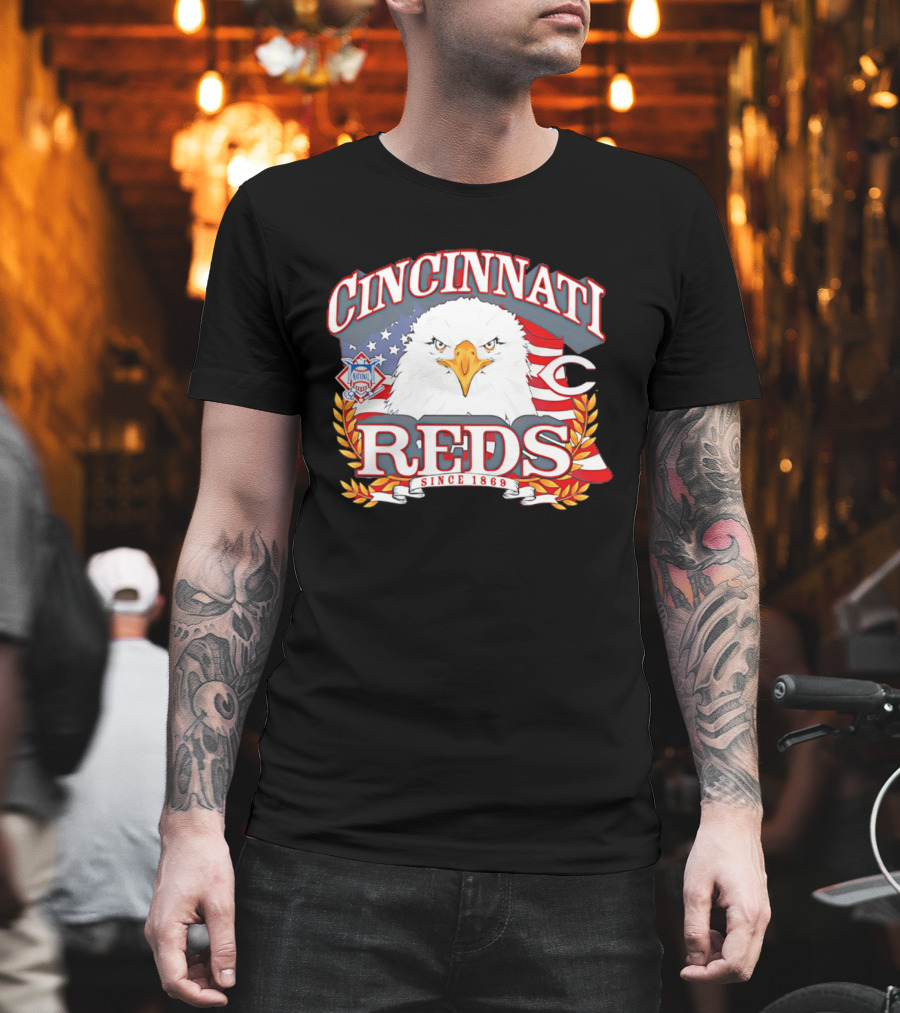 Cincinnati Reds National League Eagle American Flag Since 1869 T-Shirt