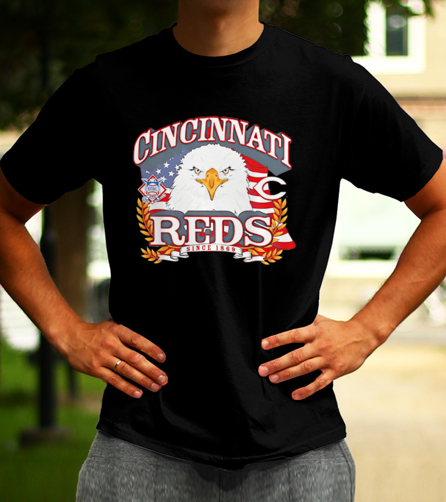 Cincinnati Reds National League Eagle American Flag Since 1869 T-Shirt