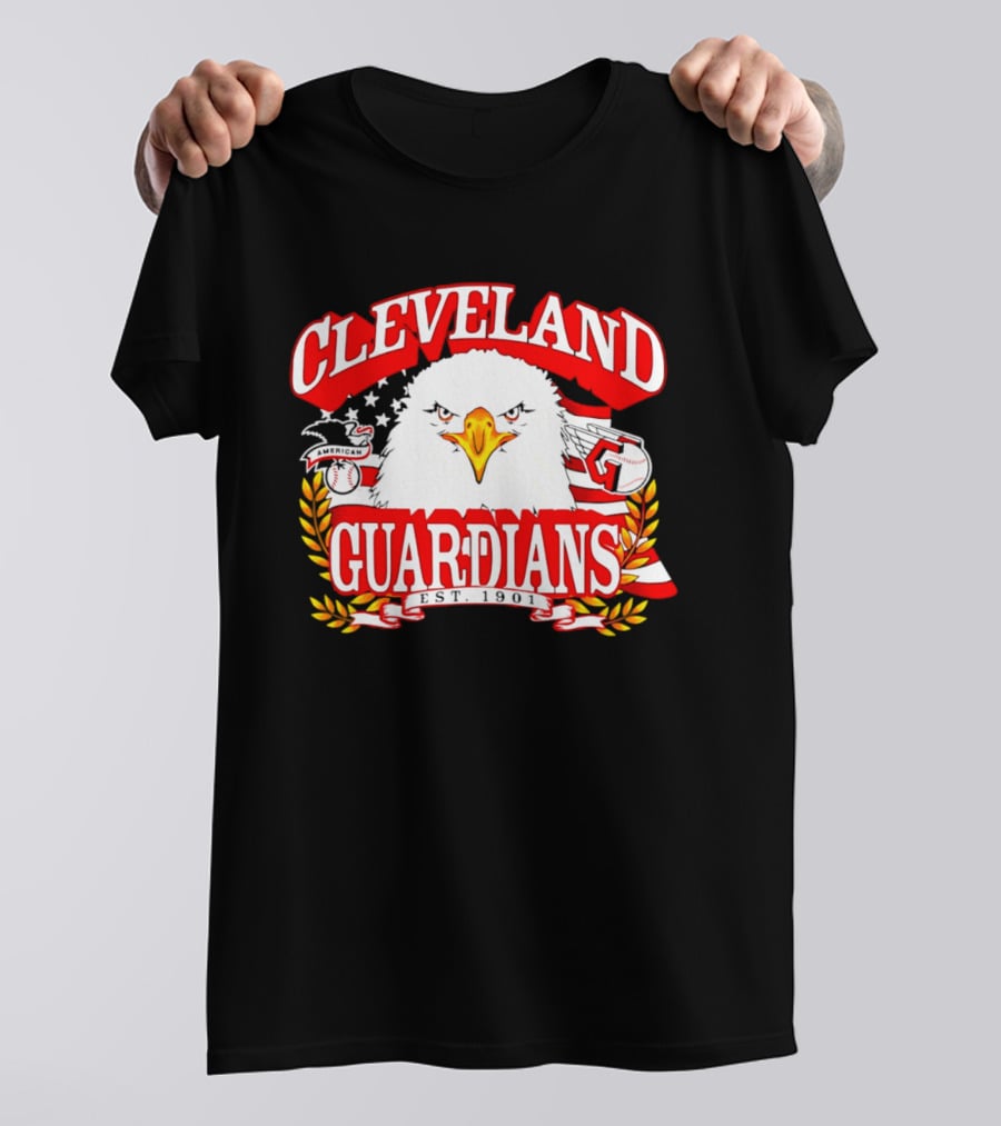Cleveland Guardians Eagle And Baseball Stars Celebrating America's 250th Anniversary T-Shirt