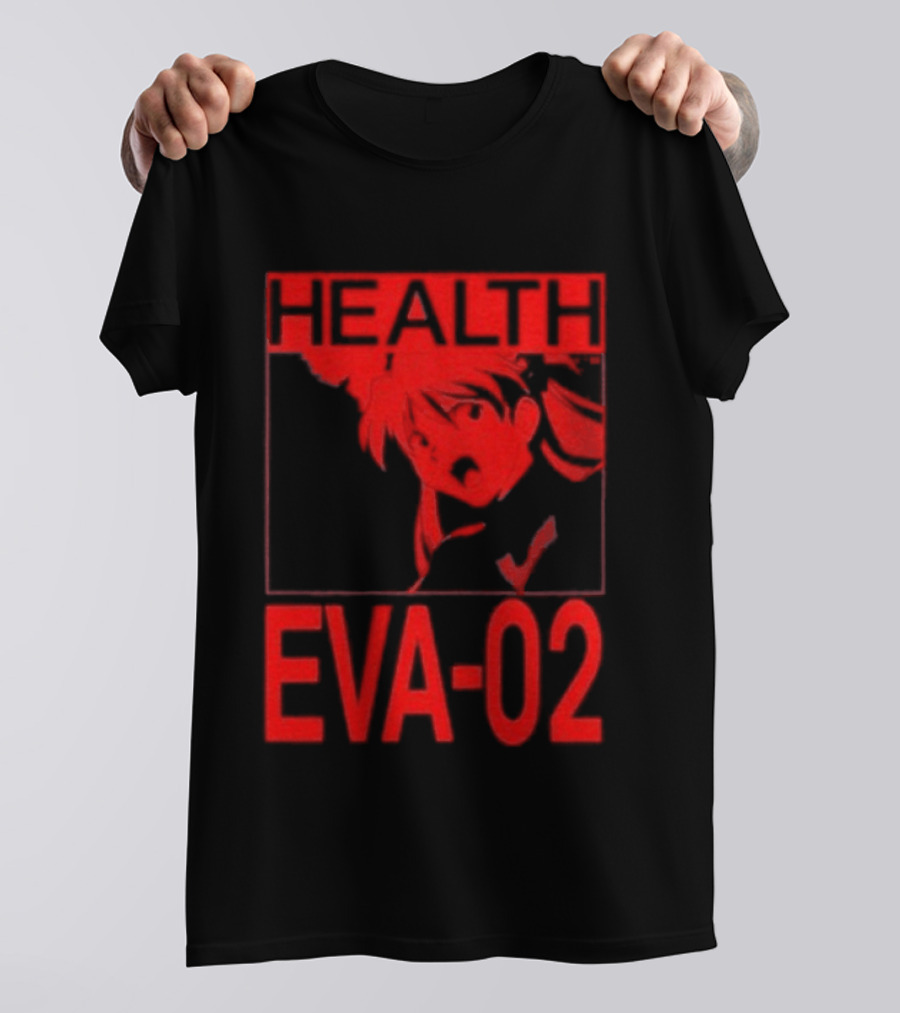 Health Eva 02 Anime Character Red Sketch T-Shirt