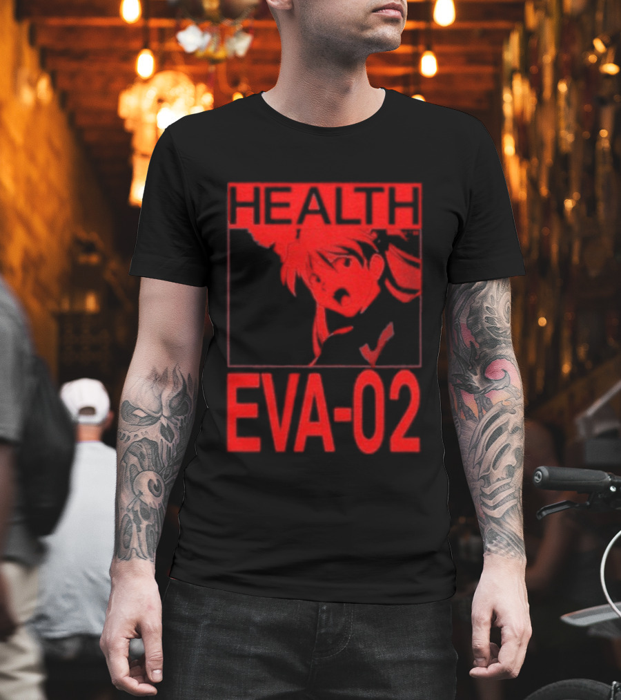 Health Eva 02 Anime Character Red Sketch T-Shirt