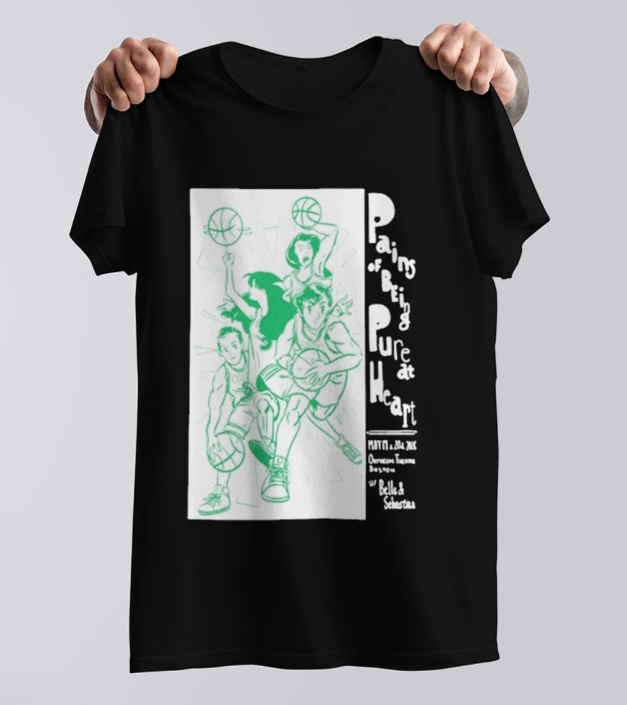 Pains Of Being Pure At Heart Boston May 19 Paradise Touring Company With Helki Silkscreen Basketball T-Shirt