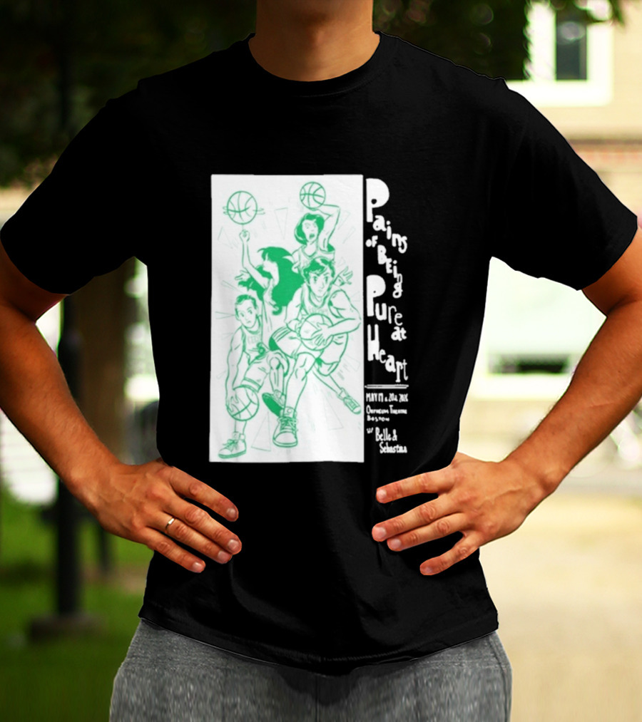 Pains Of Being Pure At Heart Boston May 19 Paradise Touring Company With Helki Silkscreen Basketball T-Shirt