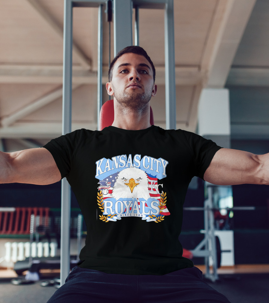 Kansas City Royals Eagle With American Flag Patriotic KC T-Shirt