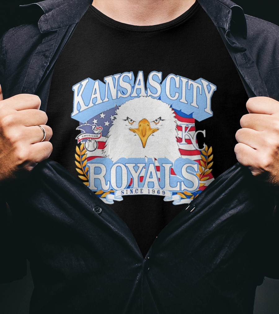 Kansas City Royals Eagle With American Flag Patriotic KC T-Shirt