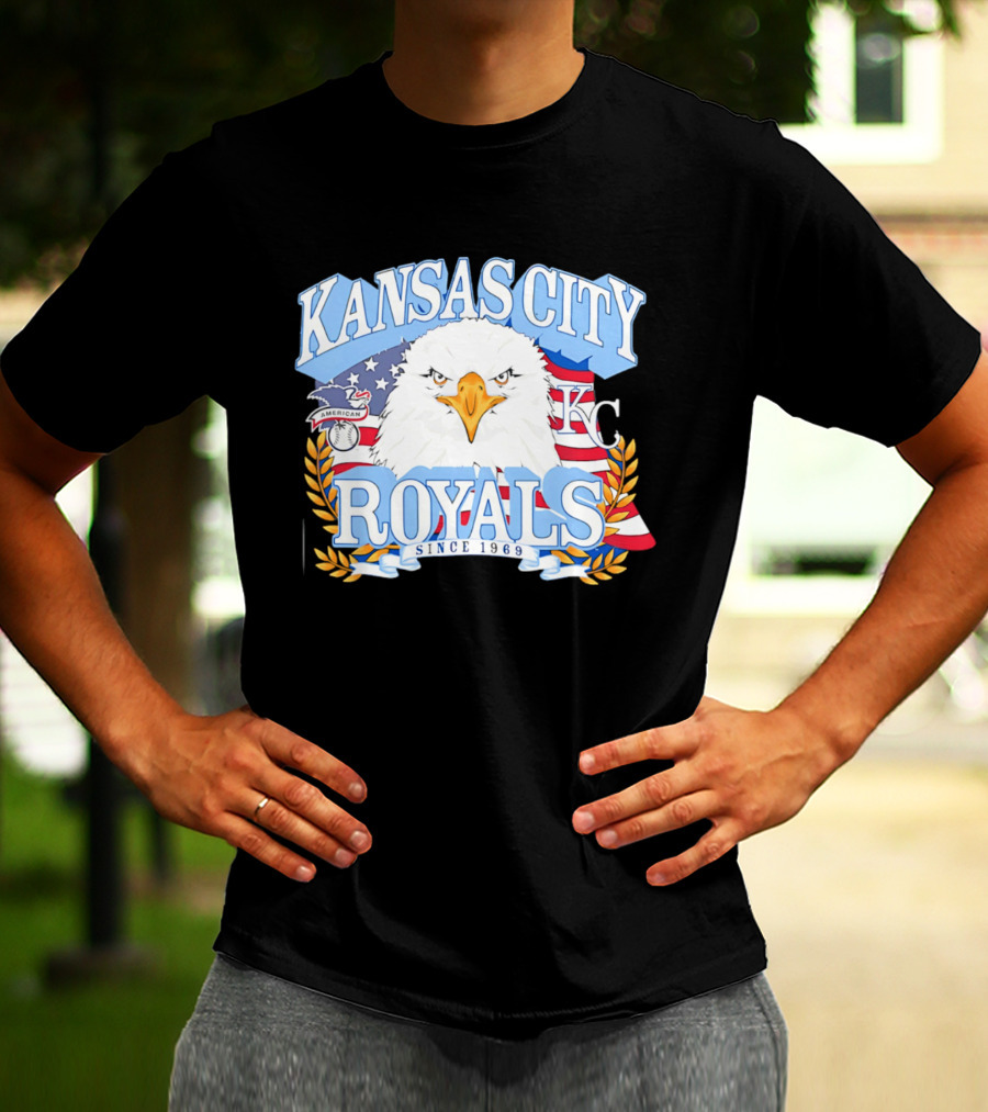 Kansas City Royals Eagle With American Flag Patriotic KC T-Shirt