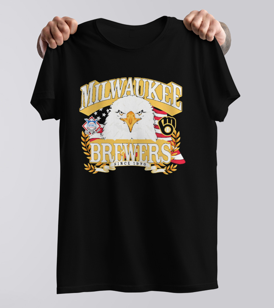 Milwaukee Brewers Eagle American Flag 250th Celebration T-Shirt